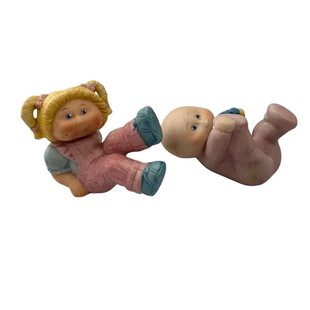 Vintage 1984 Cabbage Patch Girl Baby Retro Figurine Set Porcelain OAA Inc 84th